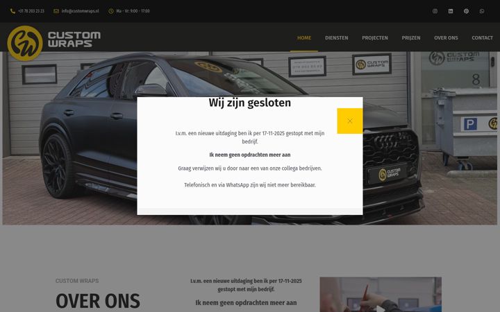 Zrzut ekranu customwraps.nl