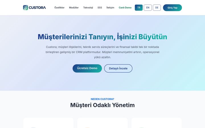 Ekrānuzņēmums no custora.com.tr