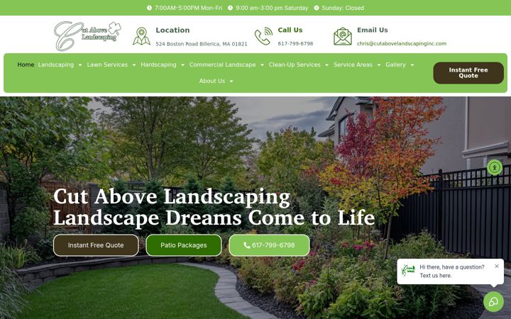 Screenshot of cutabovelandscapinginc.com