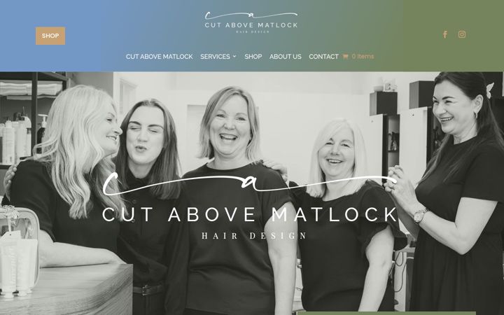 Screenshot of cutabovematlock.co.uk
