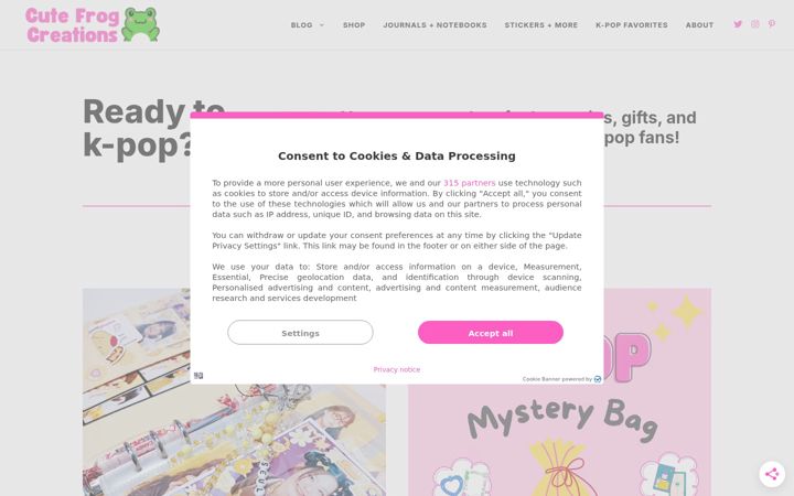 Screenshot of cutefrogcreations.com
