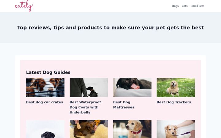 Screenshot of cutely.co.uk