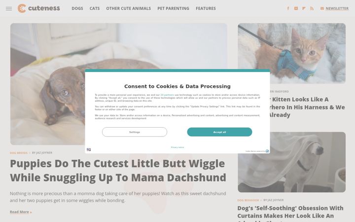 Screenshot of cuteness.com