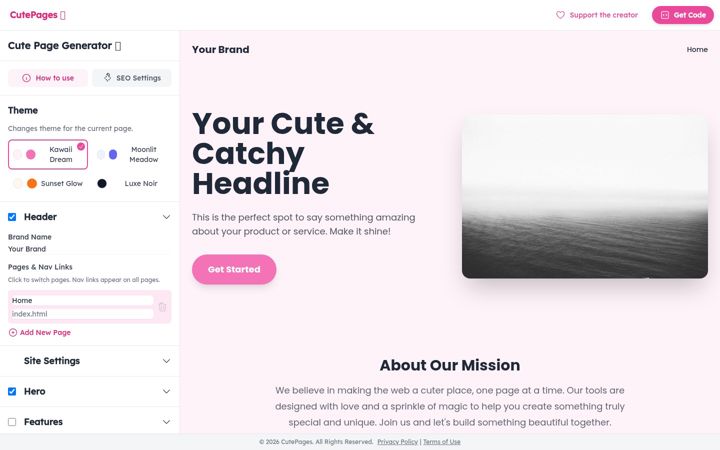 Screenshot of cutepages.com