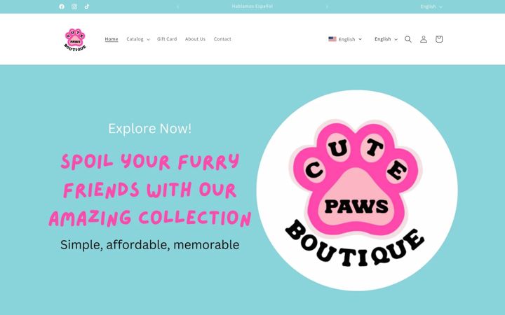 Screenshot of cutepawsboutique.com