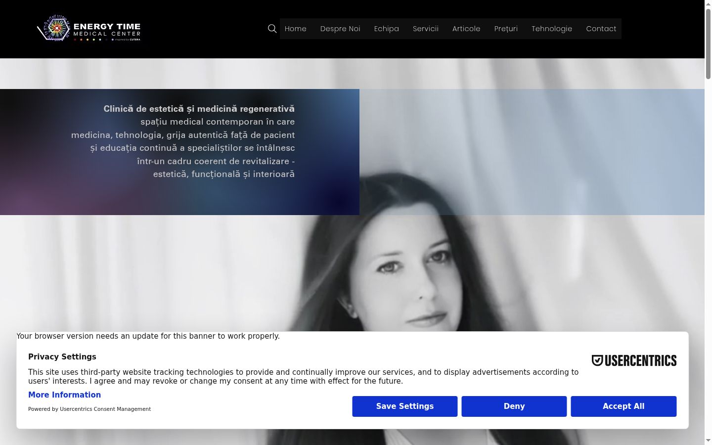 Captura de ecrã do banner de consentimento apresentado antes de qualquer interação