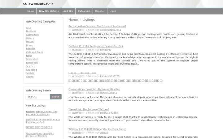 Screenshot of cutewebdirectory.com