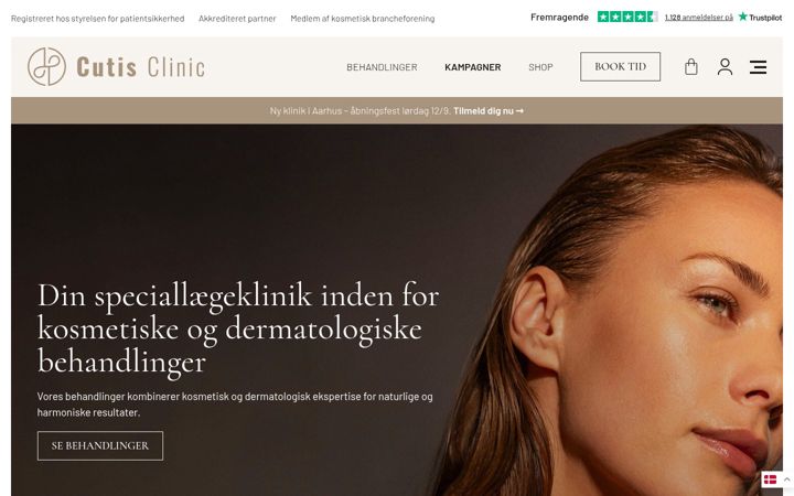 Screenshot of cutisclinic.dk