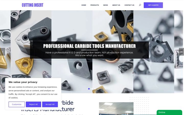 Screenshot of cuttinginsert.com