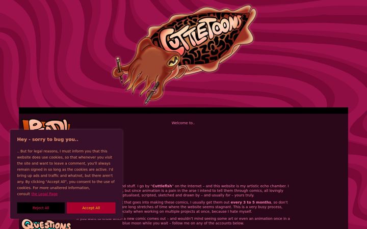 Screenshot of cuttletoons.com