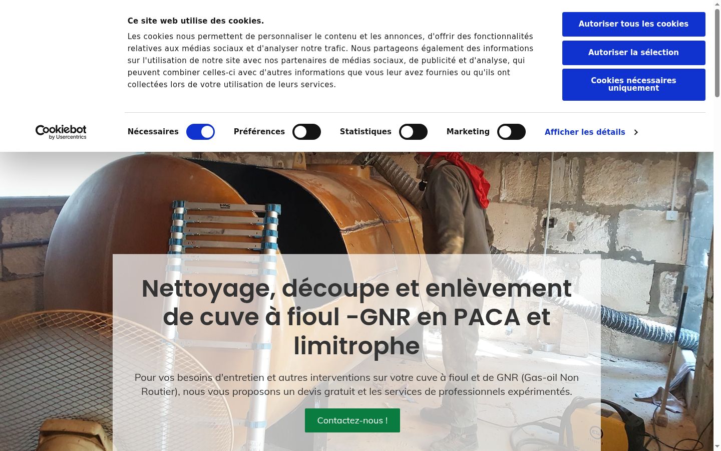 Capture d'écran de la bannière de consentement affichée avant toute interaction
