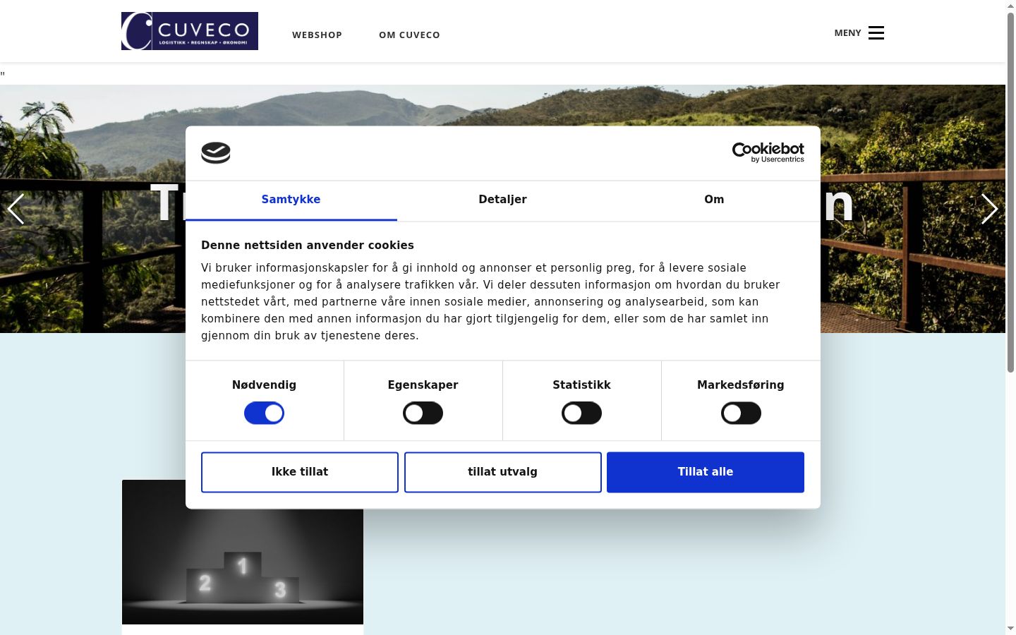 Screenshot del banner di consenso mostrato prima di qualsiasi interazione