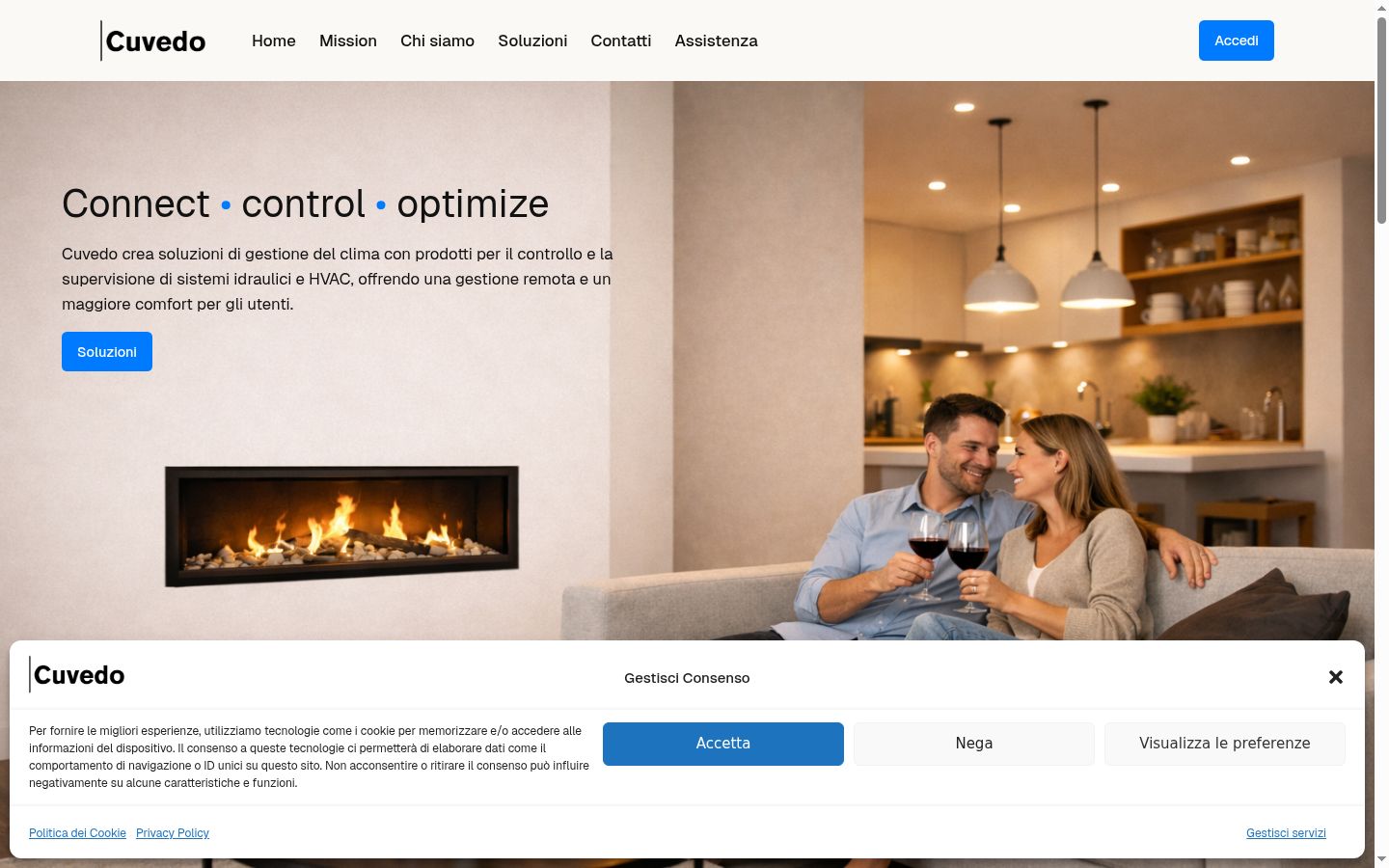 Screenshot del banner di consenso mostrato prima di qualsiasi interazione
