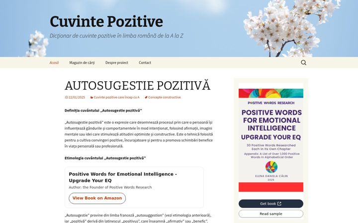 Screenshot of cuvintepozitive.ro