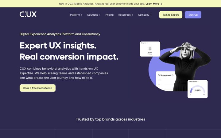 Screenshot of cux.io