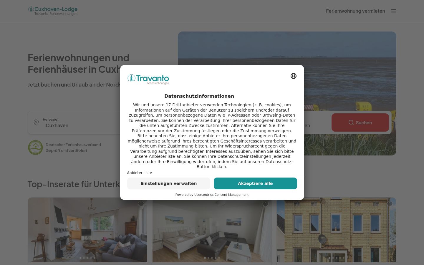 Capture d'écran de la bannière de consentement affichée avant toute interaction