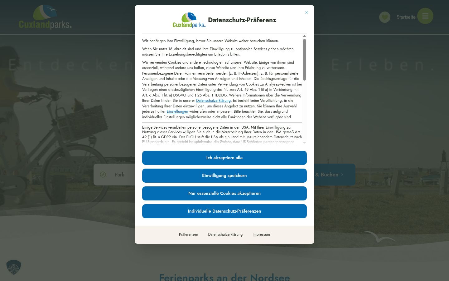 Capture d'écran de la bannière de consentement affichée avant toute interaction