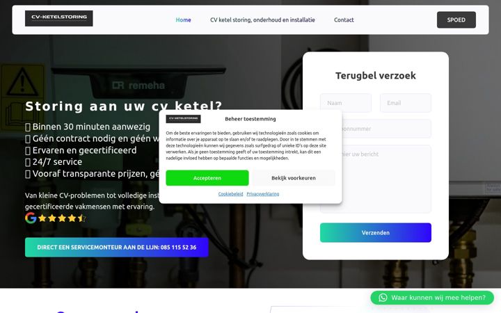 Screenshot of cv-ketelstoring.nl