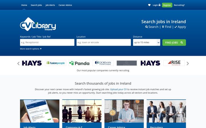 Screenshot of cv-library.ie