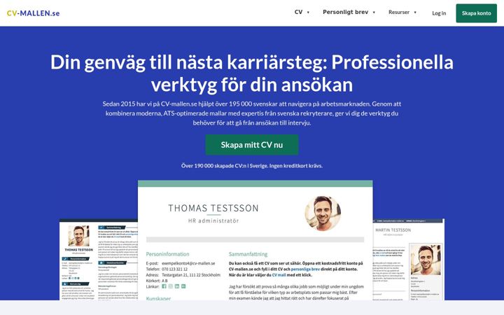 Screenshot of cv-mallen.se