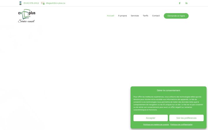 Screenshot of cv-plus.ca