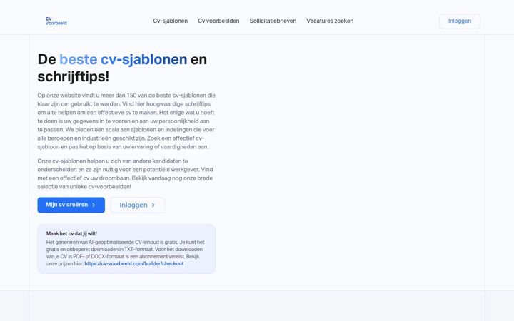 Screenshot of cv-voorbeeld.com