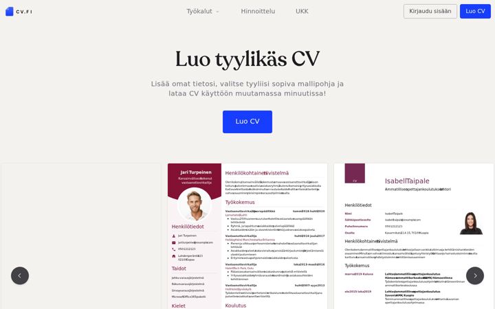 Screenshot di cv.fi