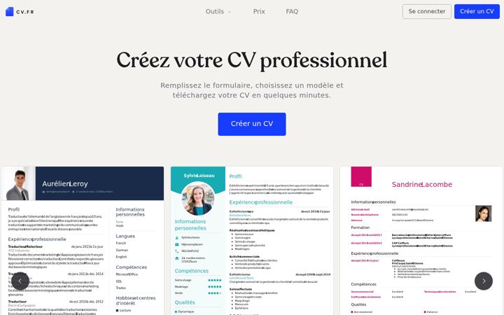 Screenshot van cv.fr