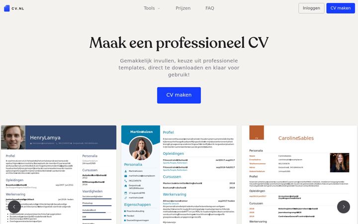 Screenshot di cv.nl