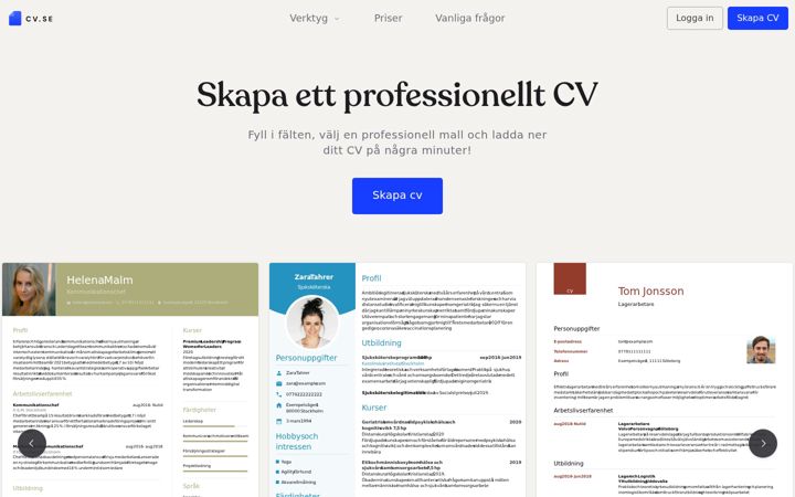 Screenshot of cv.se
