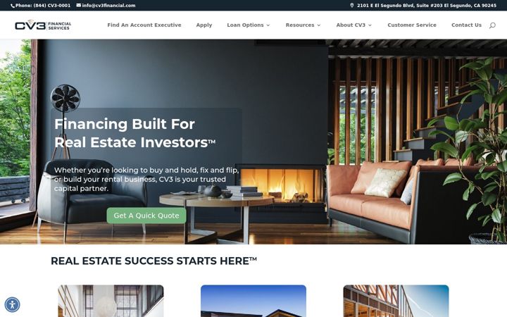 Screenshot of cv3financial.com