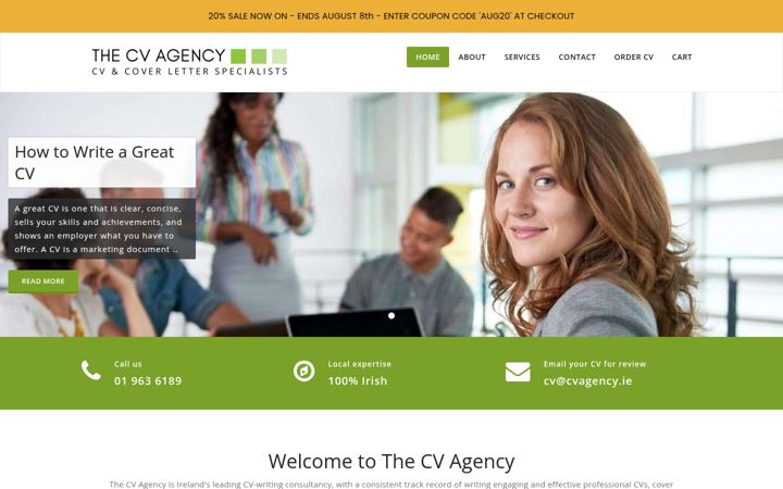 Screenshot van cvagency.ie