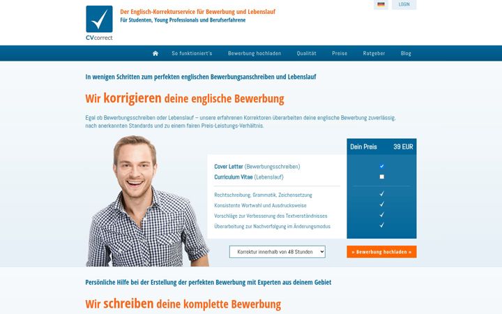 Screenshot of cvcorrect.de
