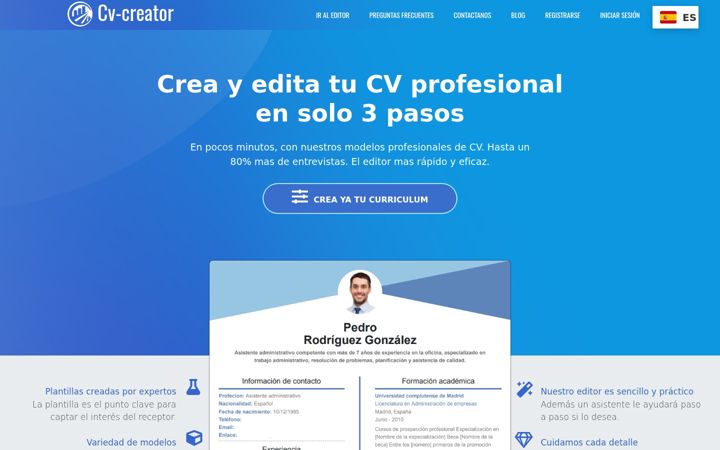 Screenshot of cvcreator.es