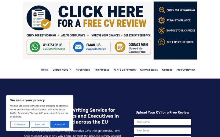Screenshot of cvdoctor.ch