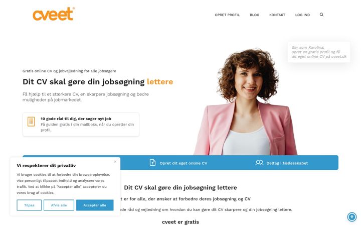 Screenshot di cveet.dk