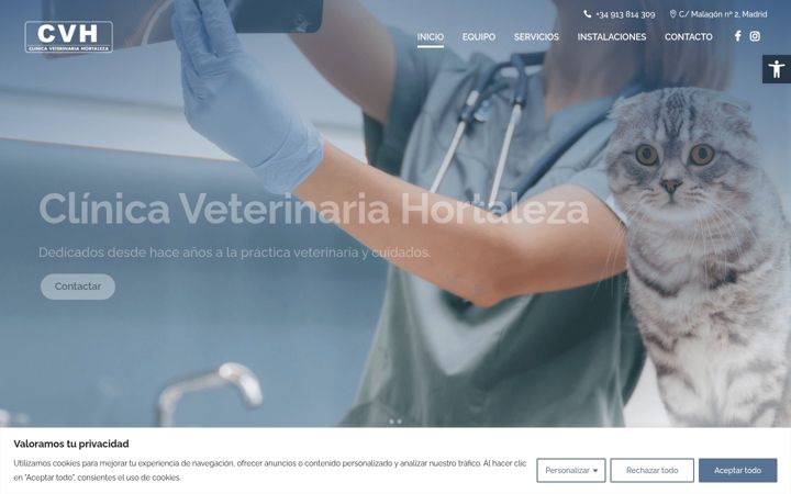 Skærmbillede af cveterinariahortaleza.es