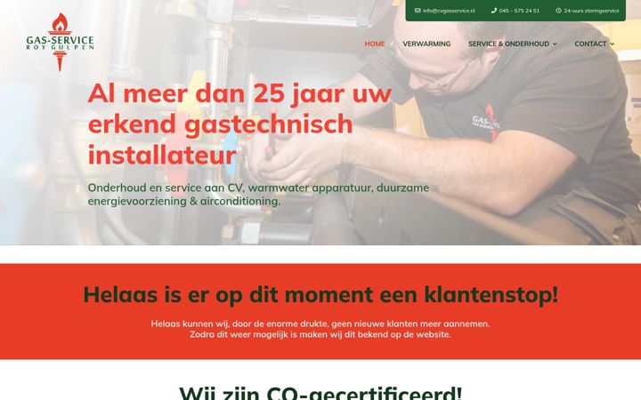 Screenshot of cvgasservice.nl