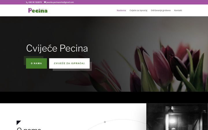 Snimka zaslona za cvijecepecina.hr