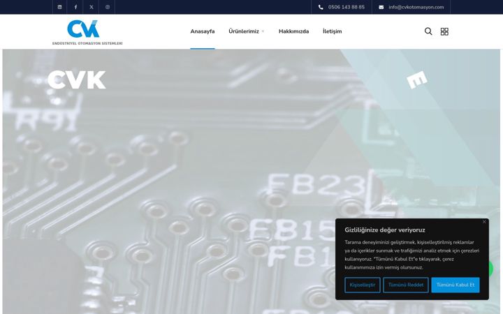 Screenshot of cvkotomasyon.com