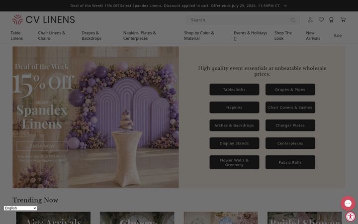 Screenshot of cvlinens.com