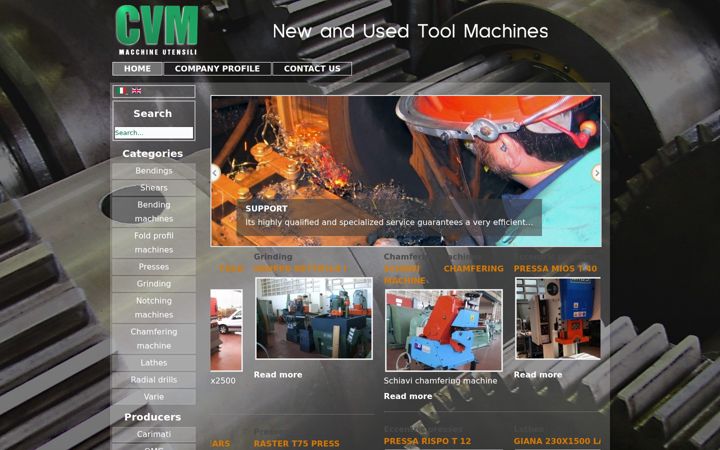 Screenshot of cvm-macchineutensili.it
