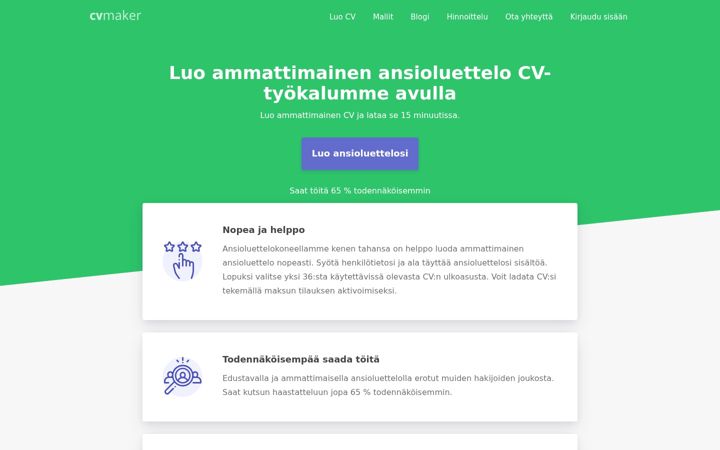 Screenshot di cvmaker.fi