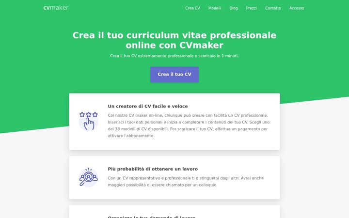 Screenshot of cvmaker.it