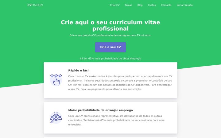 Екранна снимка на cvmaker.pt