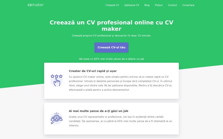 Ekrānuzņēmums no cvmaker.ro