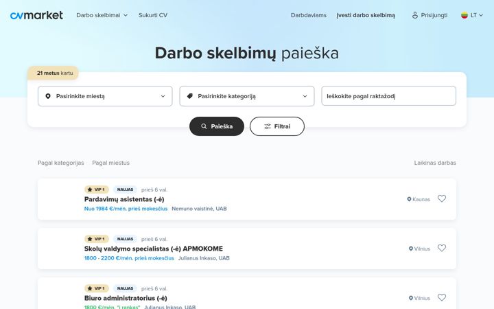 Screenshot of cvmarket.lt