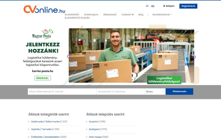 Screenshot of cvonline.hu