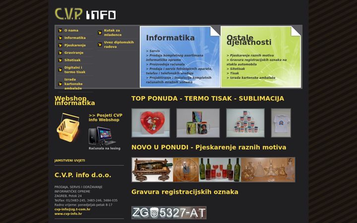 Екранна снимка на cvp-info.hr