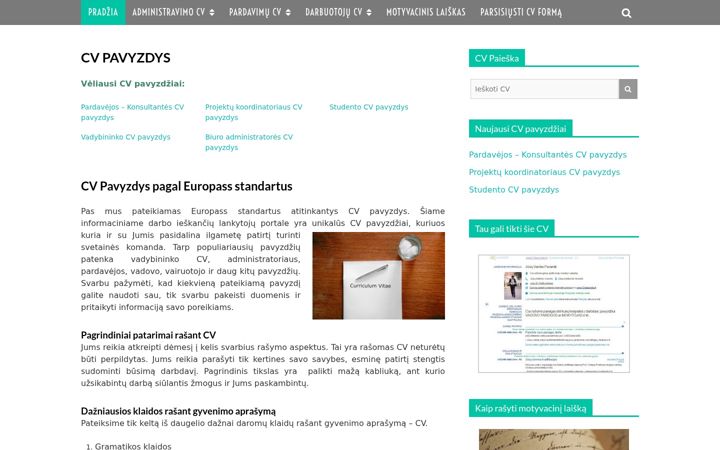 Ekrano kopija cvpavyzdys.lt